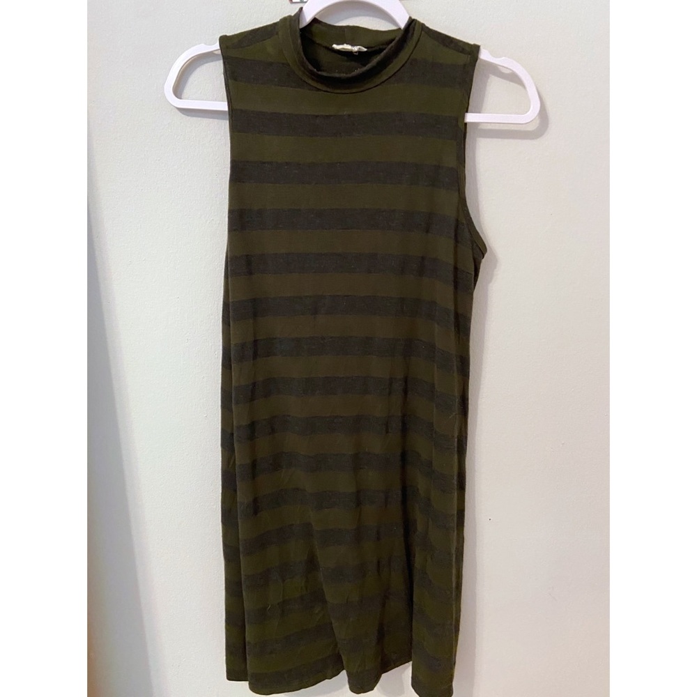 Grey and Green Mock neck T-Shirt Dress